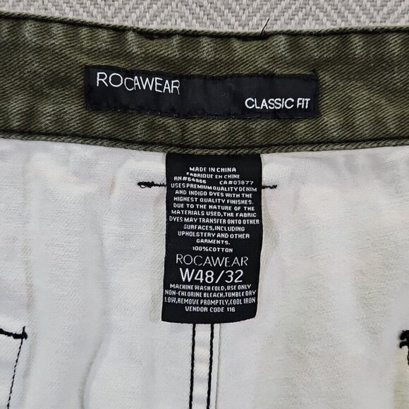 Rocawear Jeans Men's 42x32 Y2K Baggy Loose Green Orange Camo Denim Classic Fit - Picture 13 of 13